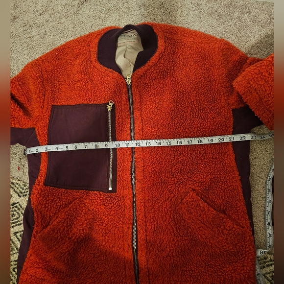 Free People Rivington Sherpa Jacket Orange Purple Zip Up Size S Oversized - Picture 7 of 7